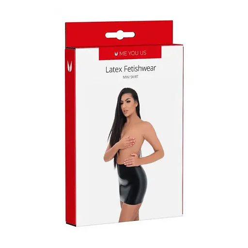 Міні-спідниця Me You Us Latex Mini Skirt M (чорний) - фото 6