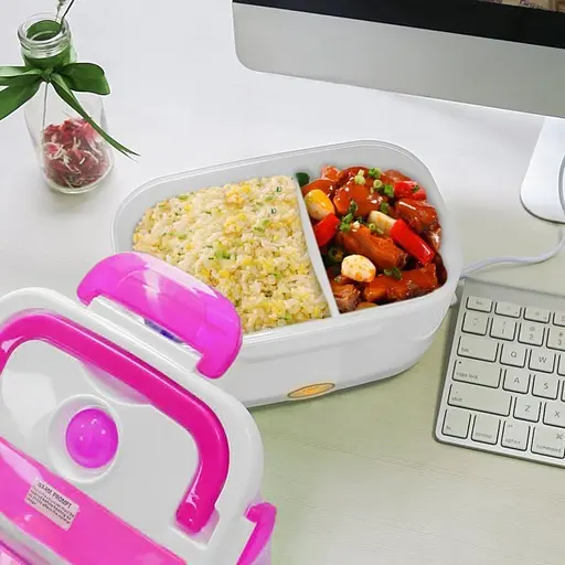 Электрический ланч-бокс контейнер Electronic Lunchbox YS 001 40 W с подогревом термос для еды розовый - фото 8