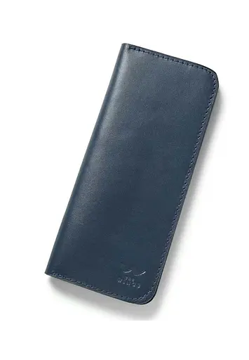 Кожаный портмоне Middle синий - фото 2