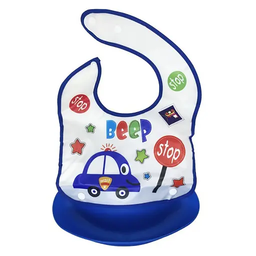 Дитячий слинявчик Трактор Mega Zayka MGZ-0602(Deep Blue) зі знімною кишенею - фото 1