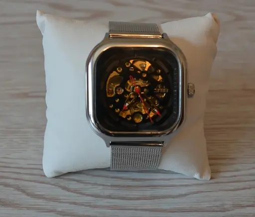 Чоловічий механічний годинник Skmei 9184 скелетон (Сріблястий) - фото 6