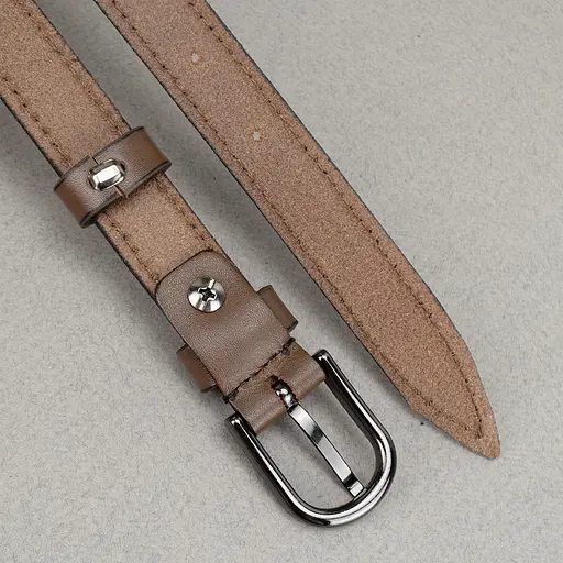 Ремень женский кожаный SF-2006 (130 см) светло-коричневый узкий - фото 5