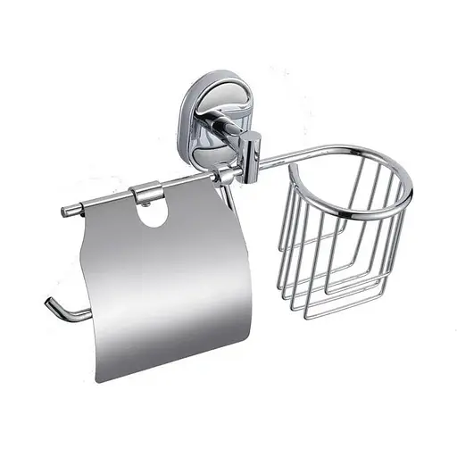 Бумагадержатель с крышкой и корзинкой Zerix AFB-0103-1 ZX5065 Хром - фото 1