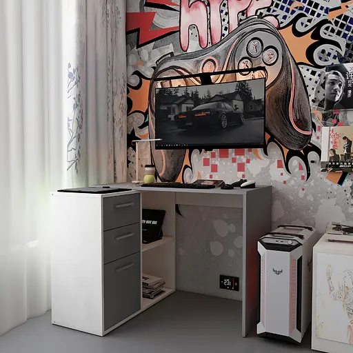 Офісний стіл Doros T8 Білий/Графіт 100х83х75 (41516125) - фото 9