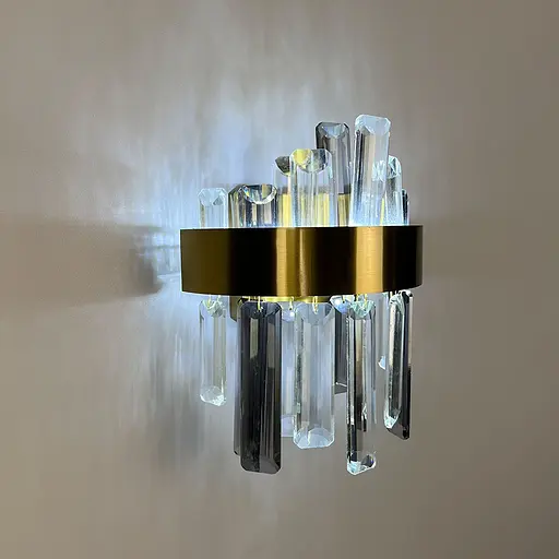 Латунные бра с прозрачным и графитовым хрусталем Line F Арт. WMJ210/2 AB+CL - фото 4