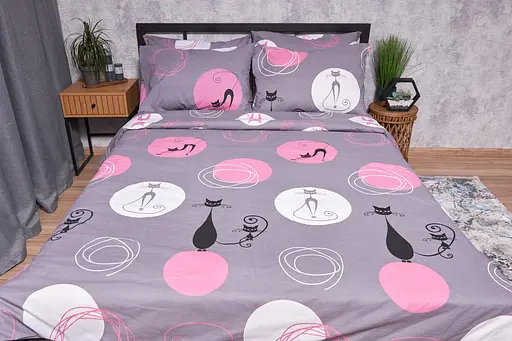 Підковдра Moon&Star Бязь Gold Люкс Mauve Cats Полуторна 143x210 см - фото 2