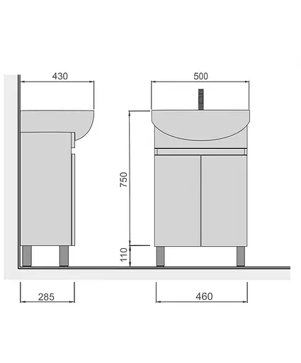 Тумба Мойдодир Oslo 50 Loft з умивальником Arteco 50 бетон-біла Сірий - фото 2