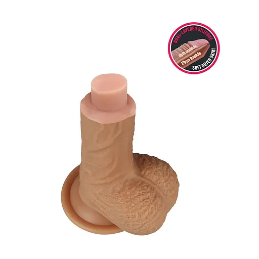 Реалістичний ділдо на присоску LoveToy Dual-Layered 22 см тілесний - фото 14