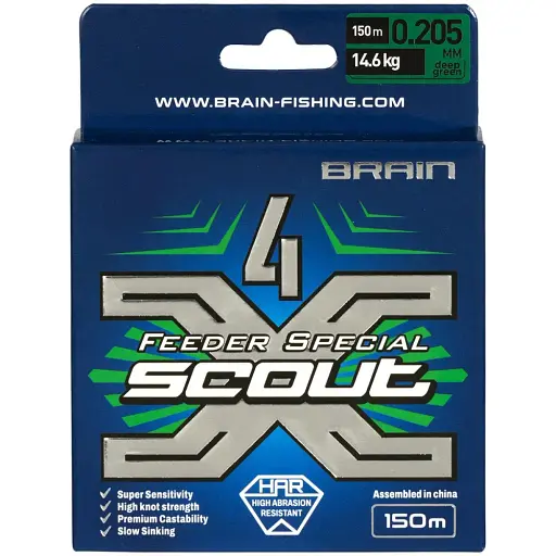 Шнур Brain Scout 4X 150 м (deep green) 0.205 мм 14.6 кг - фото 2