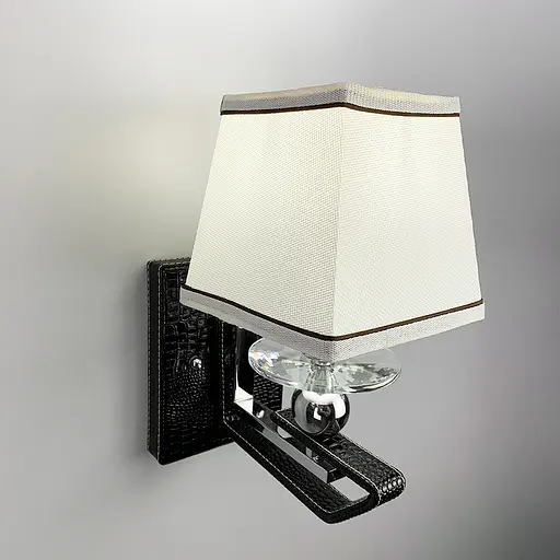 Бра з класичним тканинним абажуром та екошкірою Line F S 1449/1 BK - фото 6