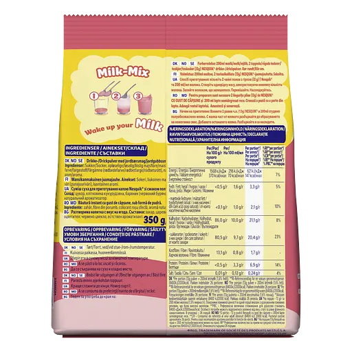 Суміш для приготування напою Nesquik Milk-Mix зі смаком полуниці 350 г - фото 3