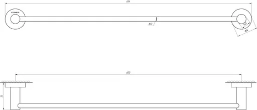 Тримач для рушника Globus Lux SS 8402-60 хром матовий - фото 2