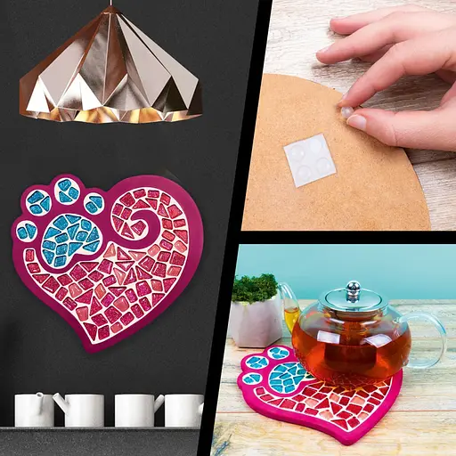 Набір для творчості скляна мозаїка Лапа з серцем Mosaaro MA2032, 2 рівень - фото 4