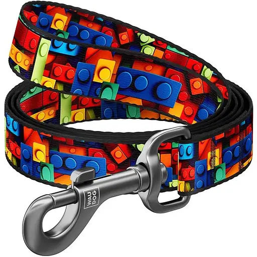 Поводок для собак Waudog Nylon нейлоновый, рисунок "Блоки", M