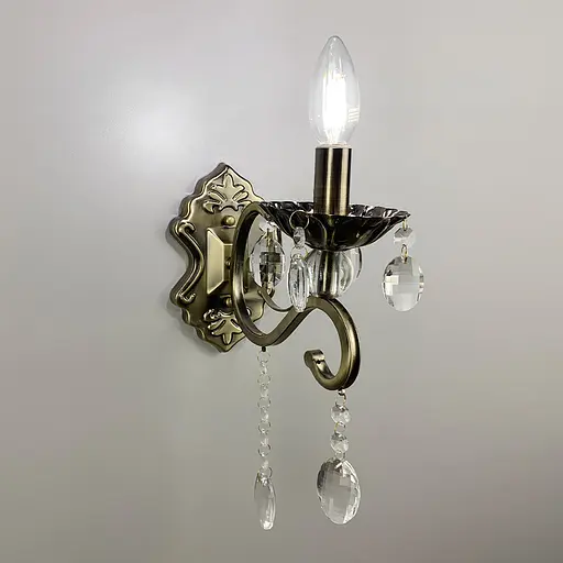 Бронзове бра-свічка із кришталевими підвісами Line F 6071/1 - фото 2