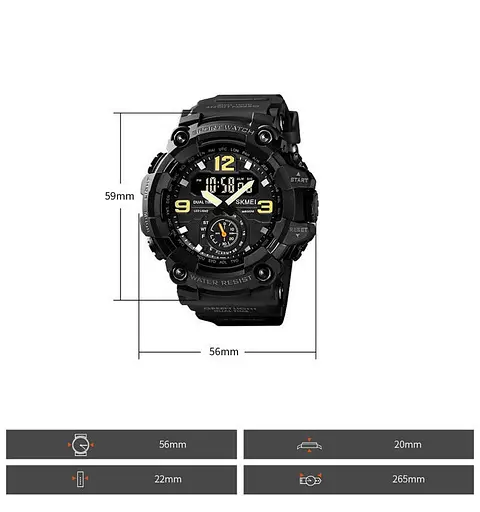 Мужские спортивные наручные часы Skmei 1637 водонепроницаемые (Черные) - фото 8