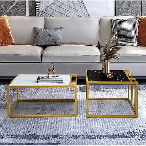 Комплект журнальных столов Costway Scorpion из искусственного мрамора - фото 2