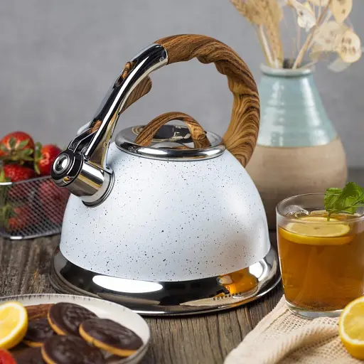 Чайник со свистком Edenberg EB-8852 с мраморным покрытием 3 л белый - фото 3