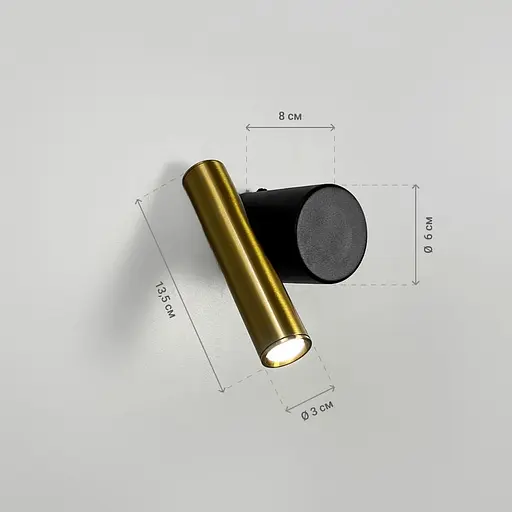 Бра зі спотом у чорно-латунному корпусі 14х9 см Line F Арт. B326/1 BK|AB - фото 3