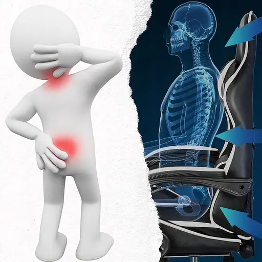 Кресло геймерское PLAYER с подставкой для ног и массажем Black/Grey (100016) - фото 8