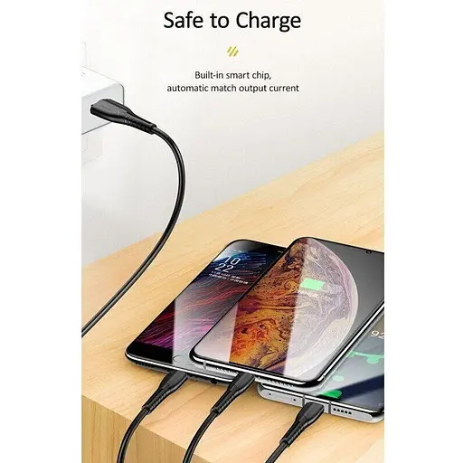 Кабель Usams US-SJ367 U35 3in1 USB-A to USB-C/Lightning/Micro-USB 2A 1m Black (SJ367USB01) [139705] - фото 9