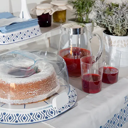 Переноска для торта TOSCA d37 біло-синя (55851) - фото 7