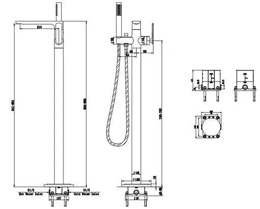 Змішувач для ванни підлоговий Kohlman Experience graphite QF1165EG Графіт - фото 2