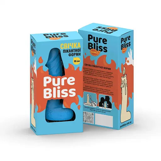Свічка у вигляді члена Pure Bliss Mini Blue 15 см - фото 6