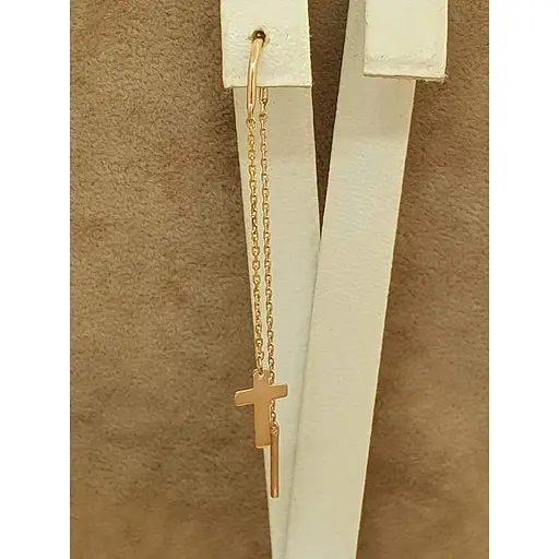 Золотая моносерьга Платон Крестик. 1С369/00Б-1 - фото 3