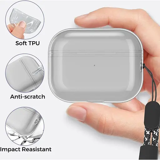 Чехол AhaStyle Transparent Case для Airpods Pro 2 Black [133860] - фото 4