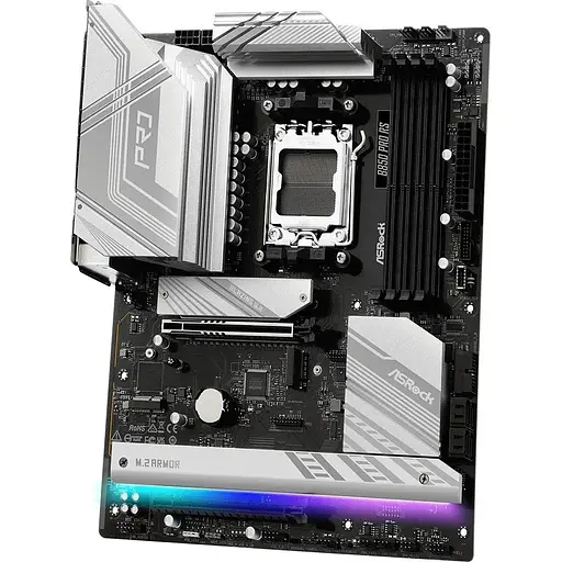 Материнская плата ASRock AM5 B850M Pro RS, B850, 4xDDR5, Int.Video (CPU), 4xSATA3, 3xM.2, 1xPCI-E 5.0 x16, 1xPCI-E 4.0 x4, 1xM.2 (Key E), ALC897, RTL8125BG, 9xUSB 3.2 / 8xUSB 2.0, HDMI/DP, MicroATX - фото 4