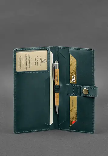 Кожаный тревел-кейс (органайзер для документов) 6.0 зеленый - фото 3