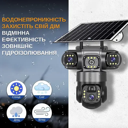 IP-камера уличная с аккумулятором и тройным объективом XON 4G 8000mAh Solar 1080P SmartCam (TCBSM23VB 3992) Черная - фото 3