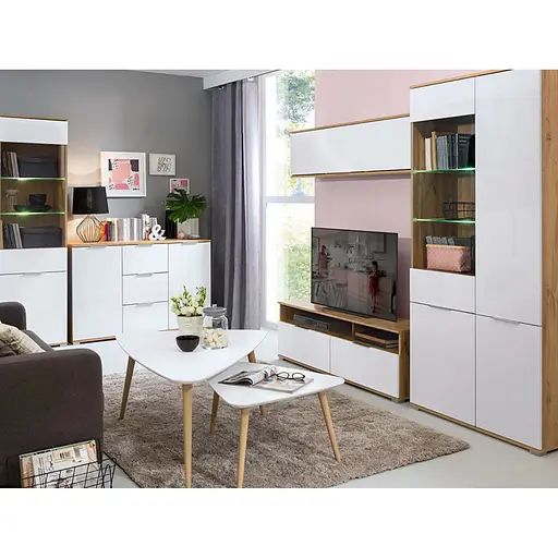 Тумба под телевизор ВМК (БРВ) Злата RTV2S Дуб тахо + Белый матовый (GRB-1959) - фото 4