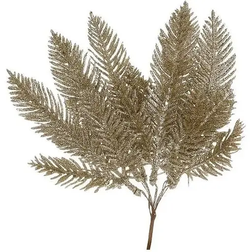 Искусственная ветка 24см Флористический материал для декора с глитером Шампань - фото 1