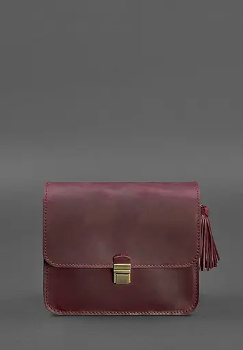 Шкіряна жіноча бохо-сумка Лілу бордова Crazy Horse - фото 9