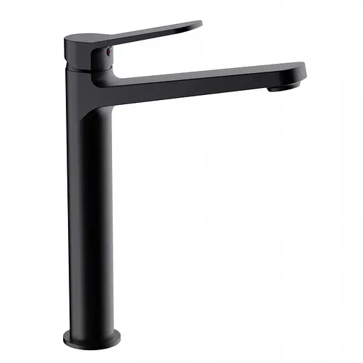 Смеситель для умывальника высокий литой гусак латунный корпус гайка Ø35 черный Frap 1/10 F1062-2 Черный матовый - фото 1