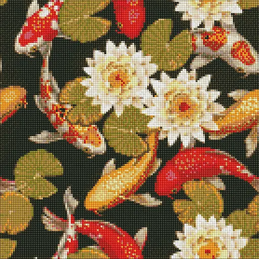 Набор с алмазной мозаикой Радужные карпы AMO7401, 40x40 см