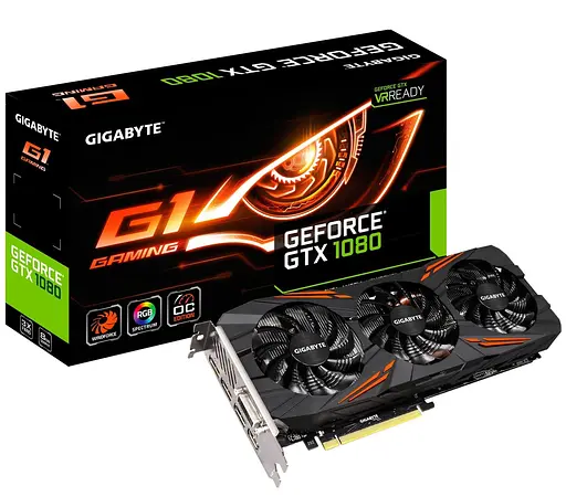 Видеокарта Gigabyte GTX 1080 8Gb Gaming G1 (GV-N1080G1 GAMING-8GD) (GDDR5X, 256 bit, PCI-E 3.0 x16) Б/у - фото 6