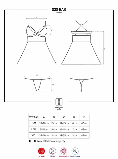 Комплект білизни Obsessive 838-BAB-3 L/XL червоний - фото 7