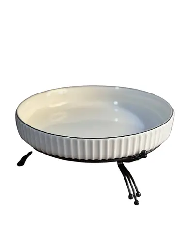 Сервировочное блюдо 1572B из керамики на металлической подставке 25,5 см - фото 1