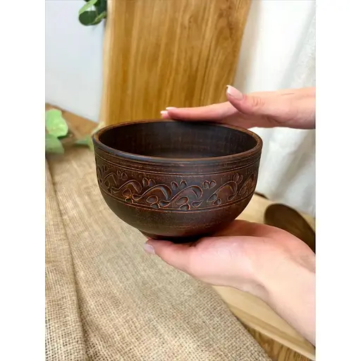 Салатник керамічний (глиняний) різьблений Декор 700 мл - фото 3