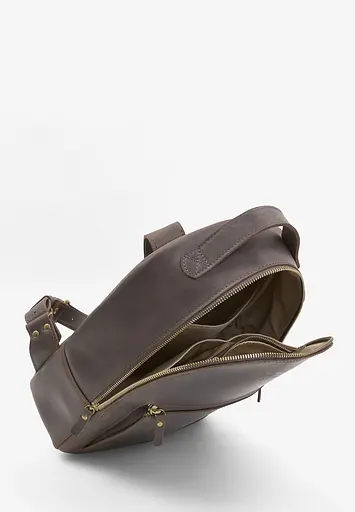 Кожаный рюкзак Groove M темно-коричневый старинный. - фото 5