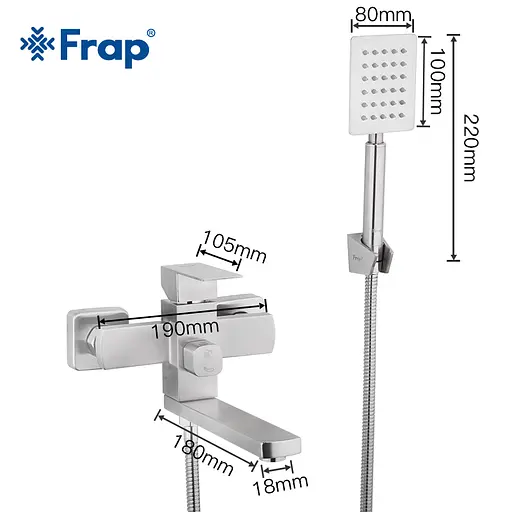 Смеситель для ванны короткий гусак Ø35 Frap 1/8 F32802 (H802) Нержавеющая сталь - фото 2