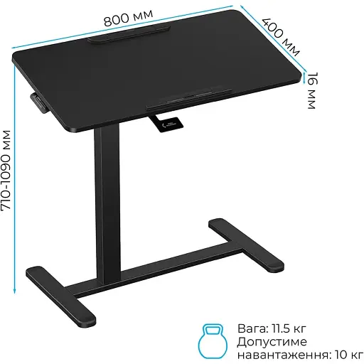 Приставний комп'ютерний стіл OfficePro ODM405B Black - фото 5