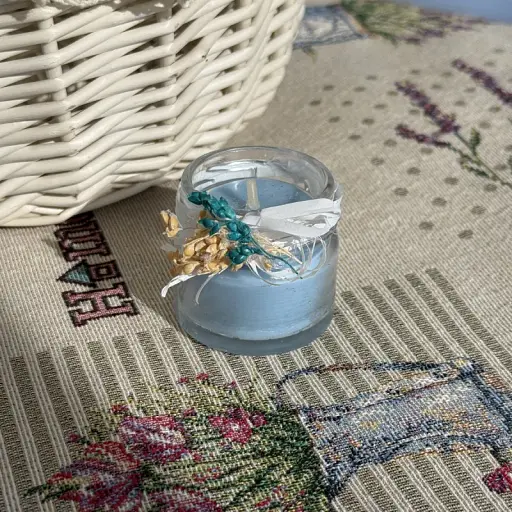 Пасхальная свеча голубая в баночке маленькая MIS LT - фото 1