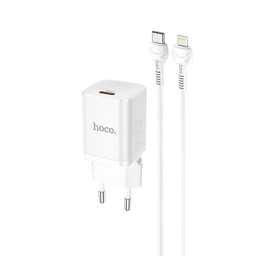 Зарядний комплект Hoco Rigorous charger set N19 Type-C to Lightning cable 25W білий - фото 3