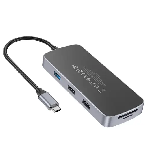 Перехідник Hoco Hub HB32 8 в 1 USB 3.0 + USB 2.0 x2 + Type-C + HDMI + RJ45 + SD - фото 4