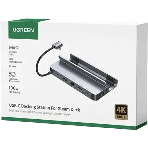 Игровая док-станция (хаб) Ugreen CM666 Steam Deck Dock 6-в-1 4K 120Hz (UGR-15388) - фото 1