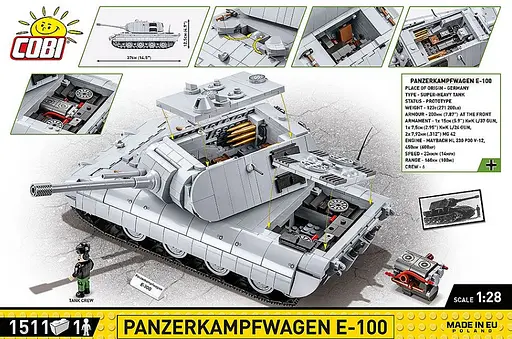 Конструктор дитячий танк Panzerkampfwagen E-100 COBI 2572 - фото 4
